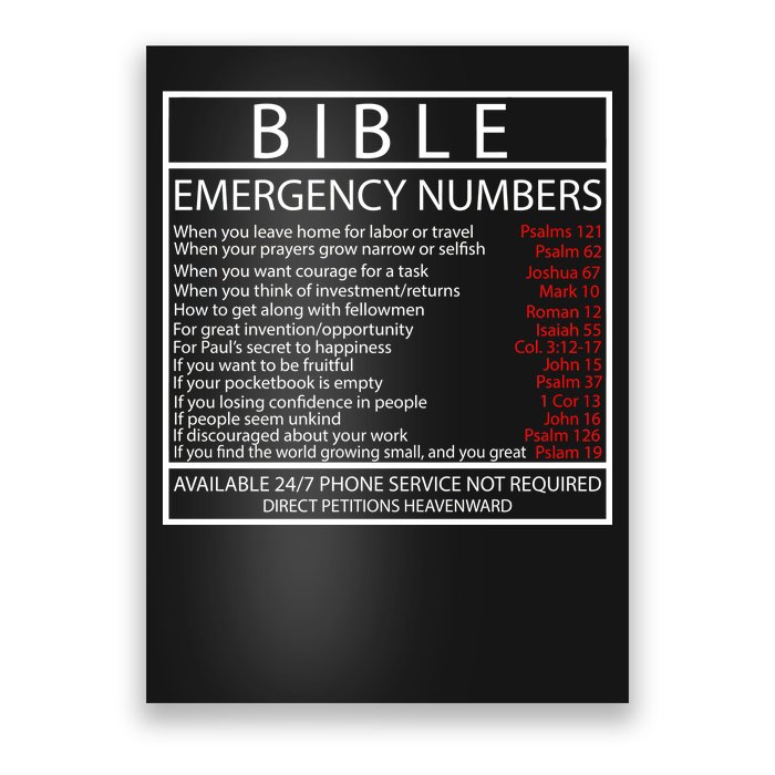 Bible Emergency Hotline Numbers Poster