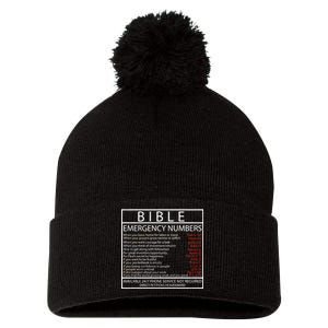 Bible Emergency Hotline Numbers Pom Pom 12in Knit Beanie