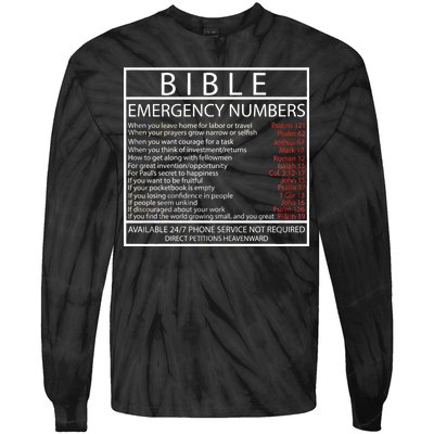 Bible Emergency Hotline Numbers Tie-Dye Long Sleeve Shirt