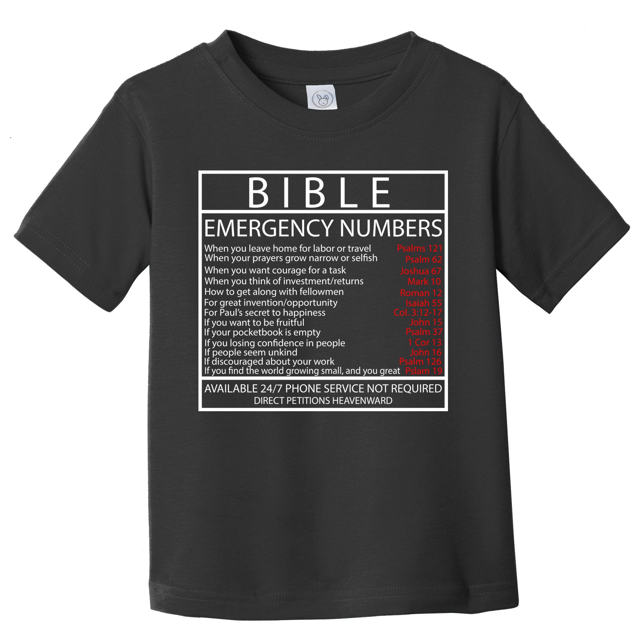 Bible Emergency Hotline Numbers Toddler T-Shirt