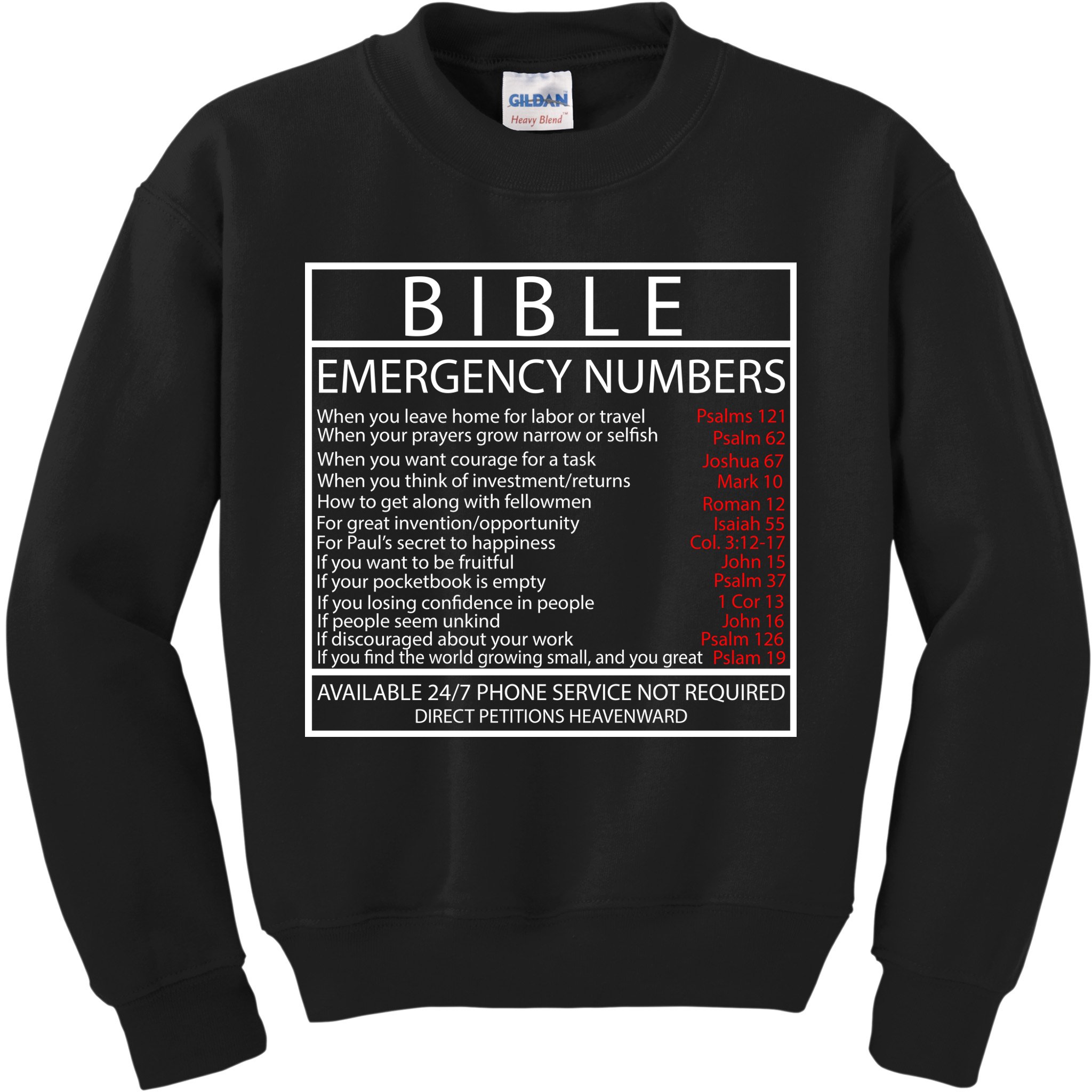 Bible Emergency Hotline Numbers Kids Sweatshirt