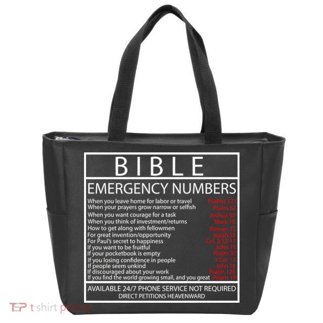 Bible Emergency Hotline Numbers Zip Tote Bag