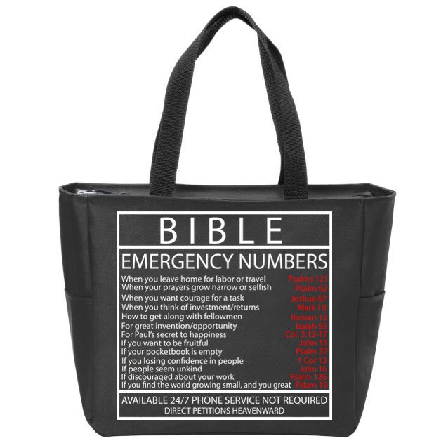 Bible Emergency Hotline Numbers Zip Tote Bag
