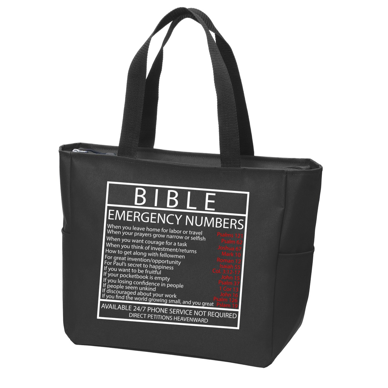 Bible Emergency Hotline Numbers Zip Tote Bag
