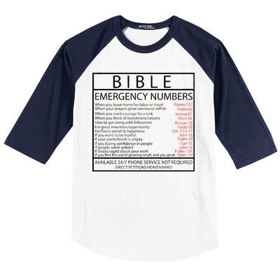 Bible Emergency Hotline Numbers Baseball Sleeve Shirt