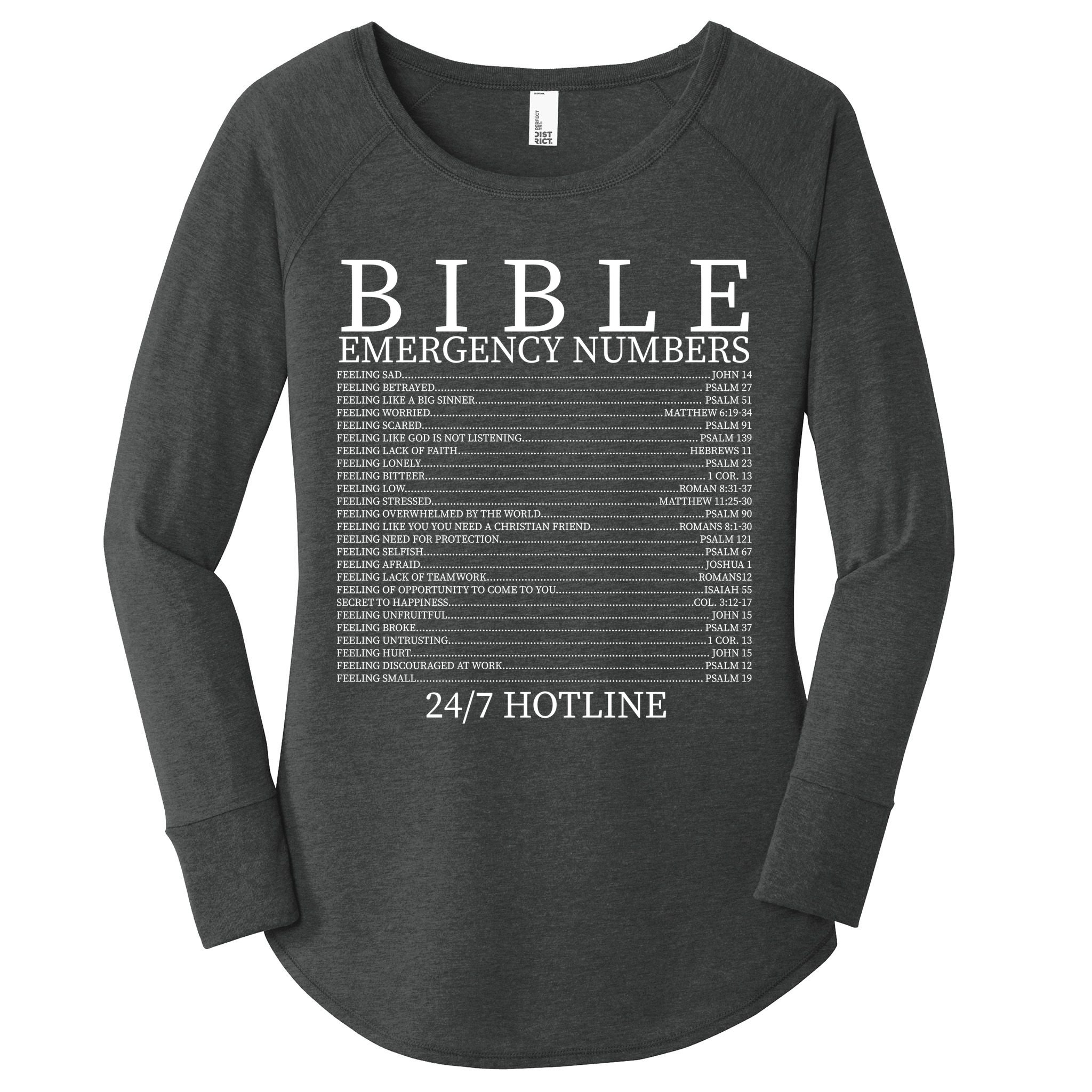 Bible Emergency Numbers Women's Perfect Tri Tunic Long Sleeve Shirt