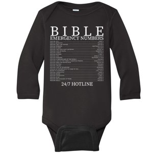 Bible Emergency Numbers Baby Long Sleeve Bodysuit