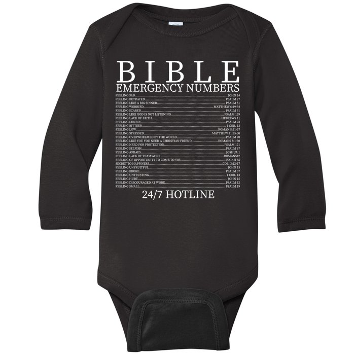 Bible Emergency Numbers Baby Long Sleeve Bodysuit