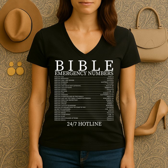 Bible Emergency Numbers Women's V-Neck T-Shirt