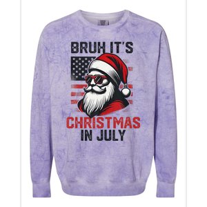 Bruh ItS Christmas In July Funny Summer Xmas American Flag Colorblast Crewneck Sweatshirt