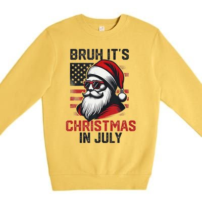 Bruh ItS Christmas In July Funny Summer Xmas American Flag Premium Crewneck Sweatshirt