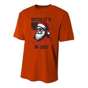 Bruh ItS Christmas In July Funny Summer Xmas American Flag Youth Performance Sprint T-Shirt