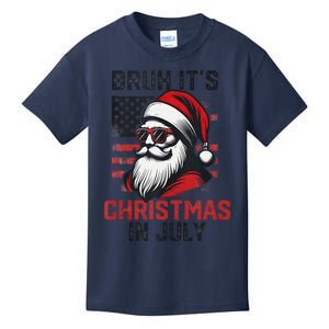 Bruh ItS Christmas In July Funny Summer Xmas American Flag Kids T-Shirt