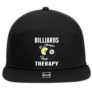 Billiards It's Cheaper Than Therapy Billiards Dad Gift For Father’s Day 7 Panel Mesh Trucker Snapback Hat