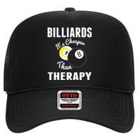 Billiards It's Cheaper Than Therapy Billiards Dad Gift For Father’s Day High Crown Mesh Back Trucker Hat