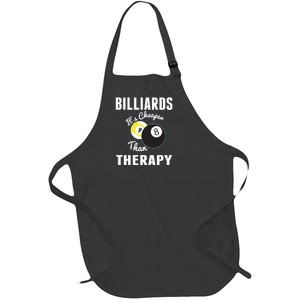 Billiards It's Cheaper Than Therapy Billiards Dad Gift For Father’s Day Full-Length Apron With Pockets