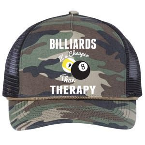 Billiards It's Cheaper Than Therapy Billiards Dad Gift For Father’s Day Retro Rope Trucker Hat Cap