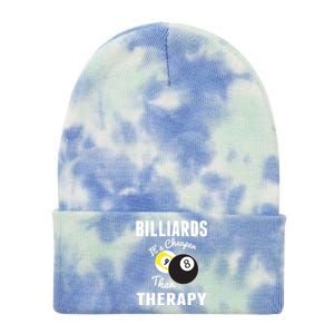 Billiards It's Cheaper Than Therapy Billiards Dad Gift For Father’s Day Tie Dye 12in Knit Beanie