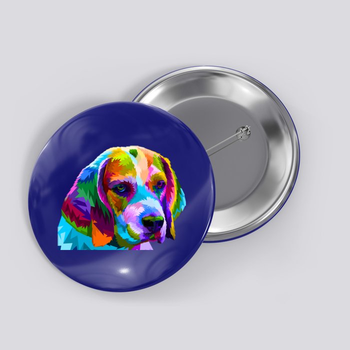 Beagle In Colorful Pop Art Design For Dog Owners Funny Gift Button