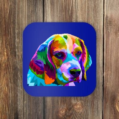 Beagle In Colorful Pop Art Design For Dog Owners Funny Gift Coaster