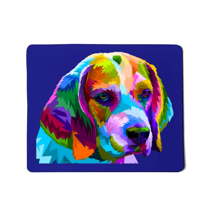 Beagle In Colorful Pop Art Design For Dog Owners Funny Gift Mousepad