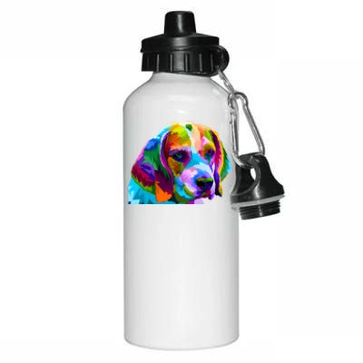 Beagle In Colorful Pop Art Design For Dog Owners Funny Gift Aluminum Water Bottle