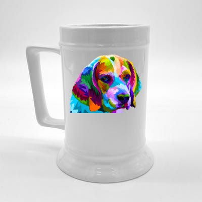 Beagle In Colorful Pop Art Design For Dog Owners Funny Gift Beer Stein