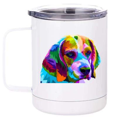 Beagle In Colorful Pop Art Design For Dog Owners Funny Gift 12 oz Stainless Steel Tumbler Cup