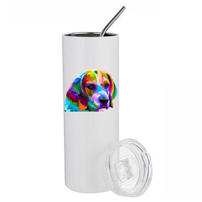 Beagle In Colorful Pop Art Design For Dog Owners Funny Gift Stainless Steel Tumbler