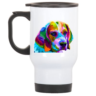 Beagle In Colorful Pop Art Design For Dog Owners Funny Gift Stainless Steel Travel Mug