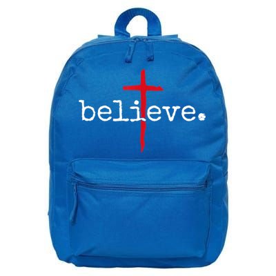 Believe In Cross Christian Saying 16 in Basic Backpack