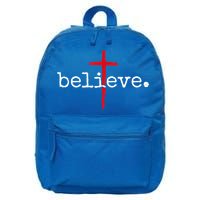 Believe In Cross Christian Saying 16 in Basic Backpack