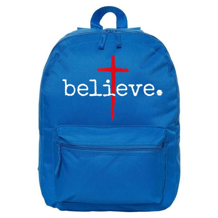 Believe In Cross Christian Saying 16 in Basic Backpack
