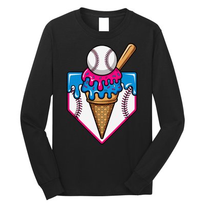 Baseball Ice Cream Dripping Drip Long Sleeve Shirt