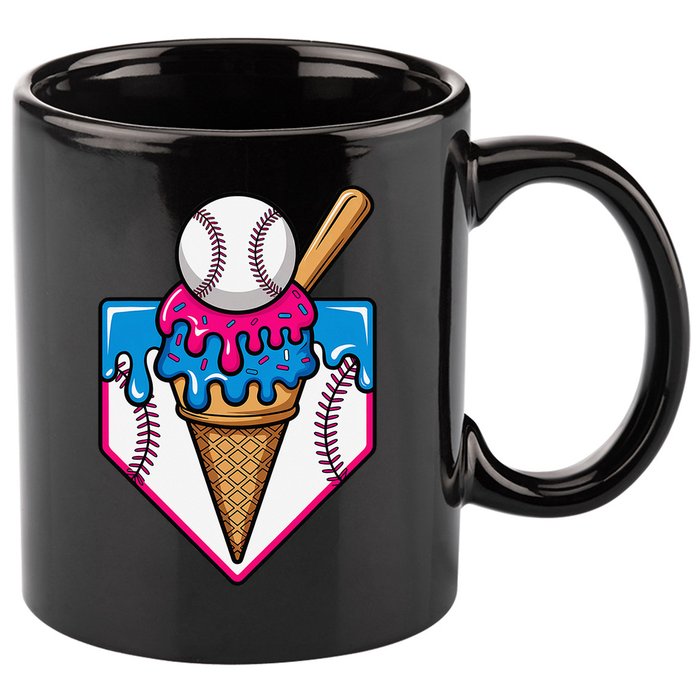 Baseball Ice Cream Dripping Drip 11oz C Handle Ceramic Mug
