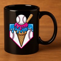 Baseball Ice Cream Dripping Drip 11oz C Handle Ceramic Mug