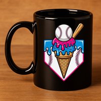 Baseball Ice Cream Dripping Drip 11oz C Handle Ceramic Mug