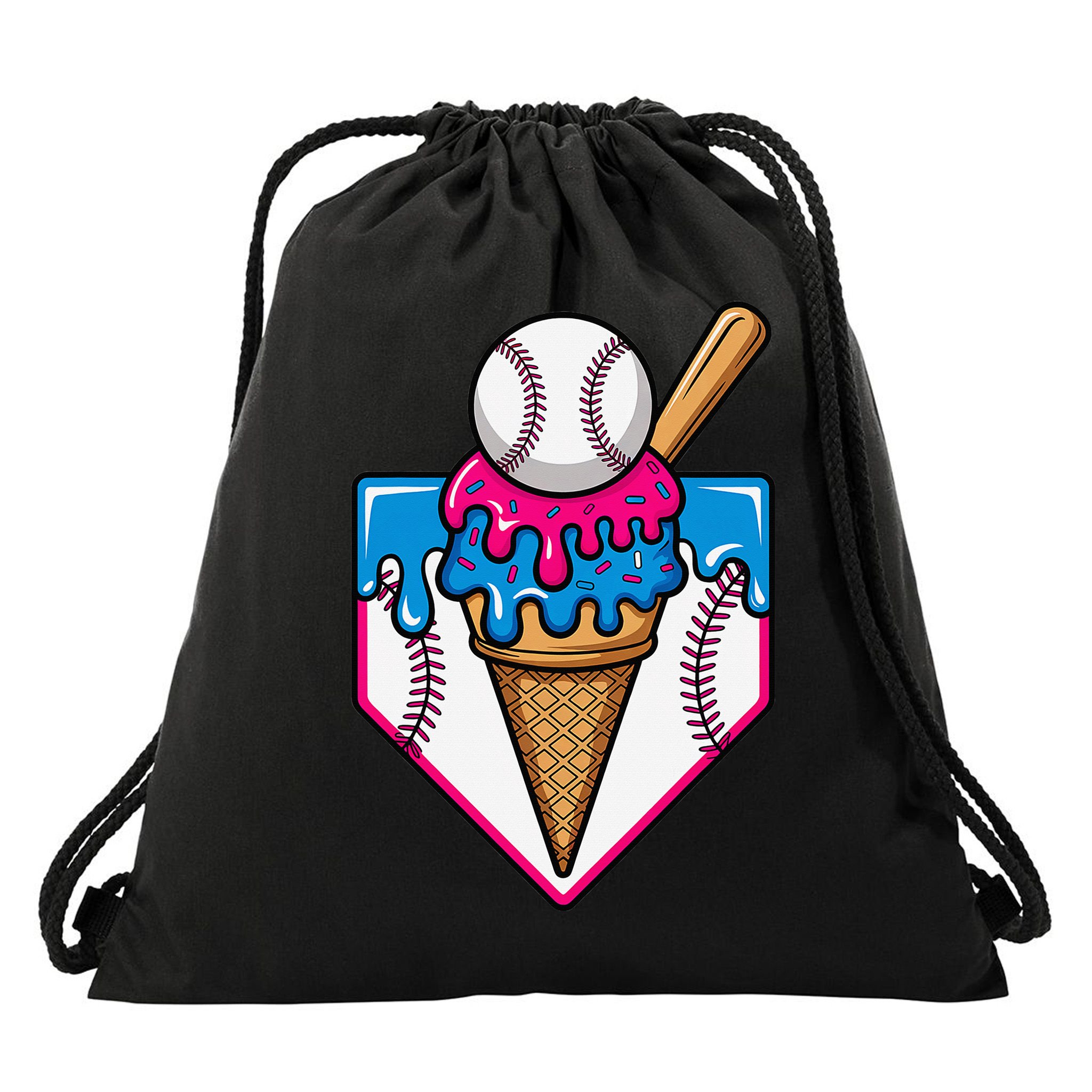 Baseball Ice Cream Dripping Drip Drawstring Bag