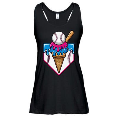 Baseball Ice Cream Dripping Drip Ladies Essential Flowy Tank