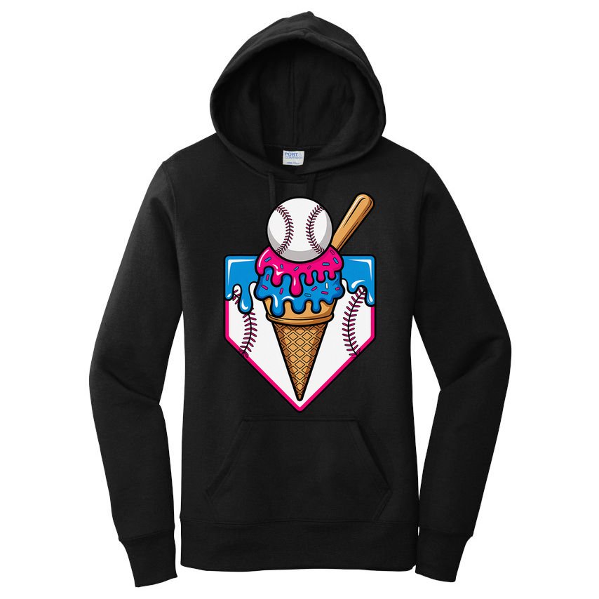 Baseball Ice Cream Dripping Drip Women's Pullover Hoodie