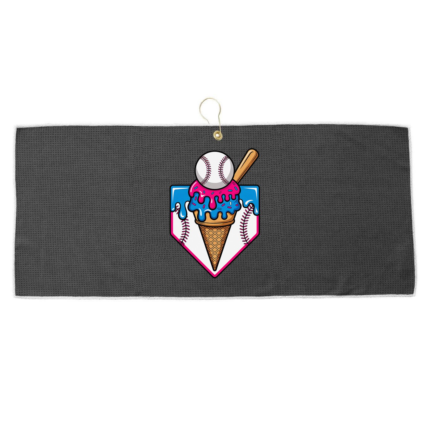 Baseball Ice Cream Dripping Drip Large Microfiber Waffle Golf Towel