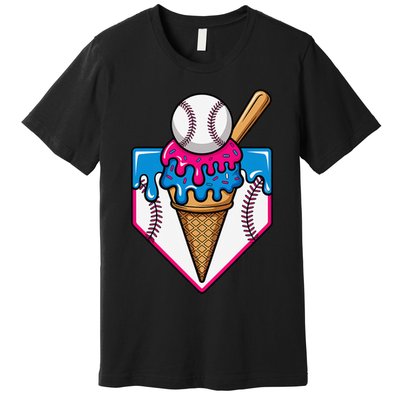 Baseball Ice Cream Dripping Drip Premium T-Shirt
