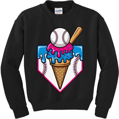 Baseball Ice Cream Dripping Drip Kids Sweatshirt