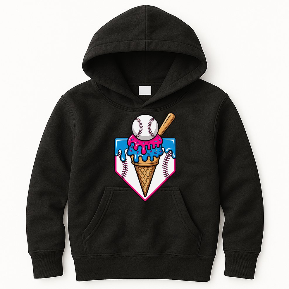 Baseball Ice Cream Dripping Drip Kids Hoodie