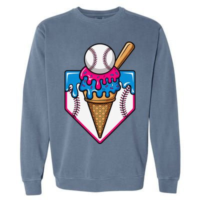 Baseball Ice Cream Dripping Drip Garment-Dyed Sweatshirt