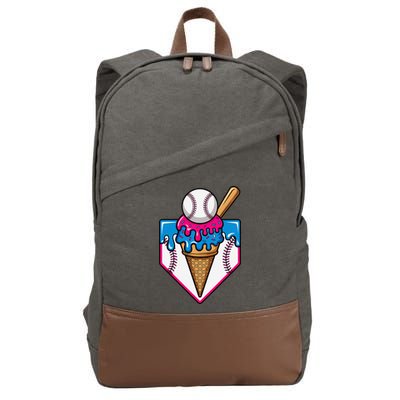 Baseball Ice Cream Dripping Drip Cotton Canvas Backpack