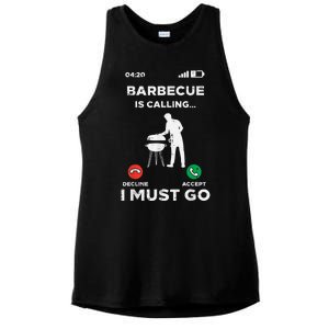 Barbecue Is Calling I Must Go Funny Bbq Grill Ladies PosiCharge Tri-Blend Wicking Tank