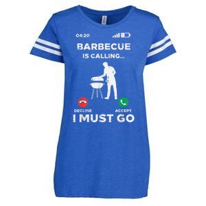 Barbecue Is Calling I Must Go Funny Bbq Grill Enza Ladies Jersey Football T-Shirt