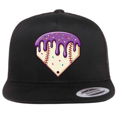 Baseball Ice Cream Dripping Baseball Home Plate Drip Flatbill Hat