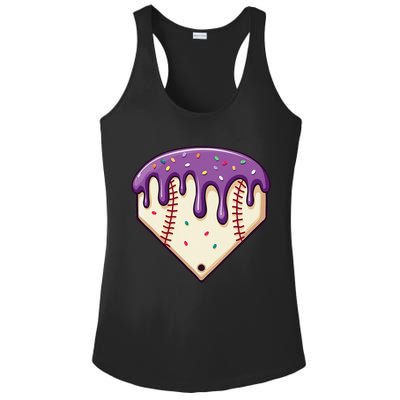 Baseball Ice Cream Dripping Baseball Home Plate Drip Ladies PosiCharge Competitor Racerback Tank